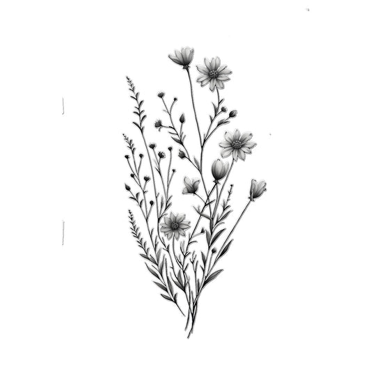 Wild flowers Temporary Tattoo